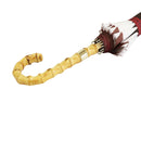 和柄テキスタイル 天然竹16本骨長傘‐鱗紋／臙脂（わがらてきすたいる てんねんだけ16ぽんほねなががさ-うろこもん／えんじ）