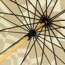 和柄テキスタイル 天然竹16本骨長傘‐組木／淡黄（わがらてきすたいる てんねんだけ16ぽんほねなががさ-くみき／たんこう）