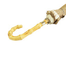 和柄テキスタイル 天然竹16本骨長傘‐組木／淡黄（わがらてきすたいる てんねんだけ16ぽんほねなががさ-くみき／たんこう）