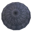 和柄テキスタイル 天然竹16本骨長傘‐組木／藍鉄（わがらてきすたいる てんねんだけ16ぽんほねなががさ-くみき／あいてつ）