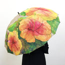 和柄テキスタイル 16本骨長傘‐色絵南国植物‐仏桑花（わがらてきすたいる 16ぽんほねなががさ‐いろえなんごくしょくぶつ-はいびすかす）