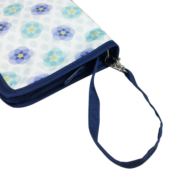 和柄テキスタイル 折り畳み傘袋‐花しずく／青（わがらてきすたいる 折りたたみ傘ケース-はなしずく／あお）