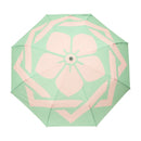 和柄テキスタイル 三つ折り畳み傘‐組合角に桔梗／薄水色（わがらてきすたいる みつ折りたたみ傘-くみあいかくにききょう／うすみずいろ）
