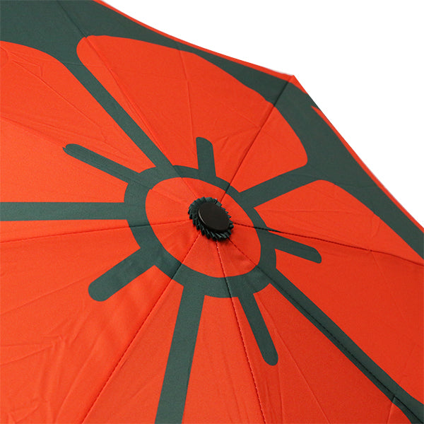 和柄テキスタイル 三つ折り畳み傘‐組合角に桔梗／藍鉄色（わがらてきすたいる みつ折りたたみ傘-くみあいかくにききょう／あいてついろ）