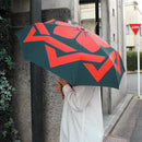 和柄テキスタイル 三つ折り畳み傘‐組合角に桔梗／藍鉄色（わがらてきすたいる みつ折りたたみ傘-くみあいかくにききょう／あいてついろ）