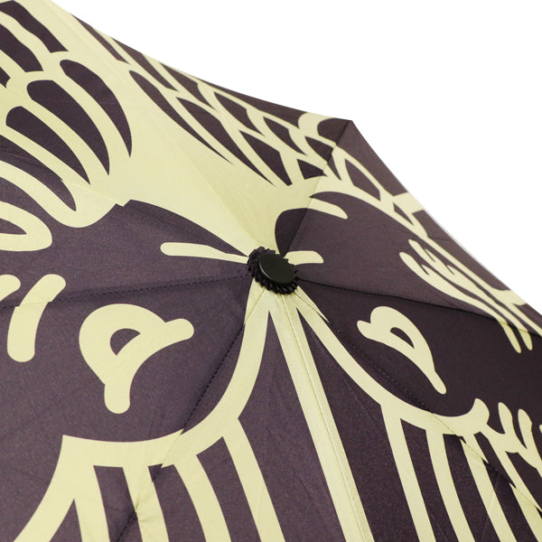 和柄テキスタイル 三つ折り畳み傘‐竹に飛び雀／深紫色（わがらてきすたいる みつ折りたたみ傘-たけにとびすずめ／こきむらさきいろ）