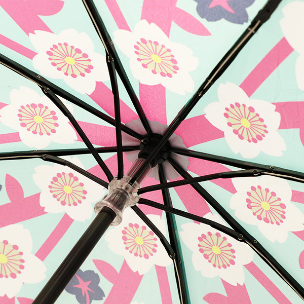 和柄テキスタイル 三つ折り畳み傘‐晴桜｜おしゃれな和柄傘ブランド［和傘や北斎グラフィック］
