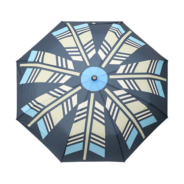 和柄テキスタイル 三つ折り畳み傘‐矢車紋／氷（わがらてきすたいる みつ折りたたみ傘-やぐるまもん／こおり）