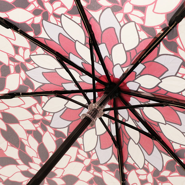 和柄テキスタイル 三つ折り畳み傘‐硝子菊／韓紅（わがらてきすたいる みつ折りたたみ傘-がらすぎく／からくれない）