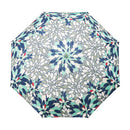 和柄テキスタイル 三つ折り畳み傘‐硝子菊／浅葱（わがらてきすたいる みつ折りたたみ傘-がらすぎく／あさぎ）