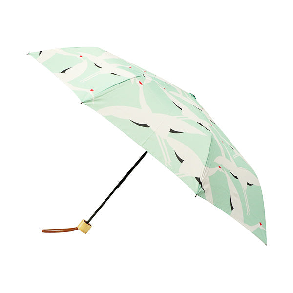 和柄テキスタイル 三つ折り畳み傘‐丹頂鶴（わがらてきすたいる みつ折りたたみ傘-たんちょうづる）