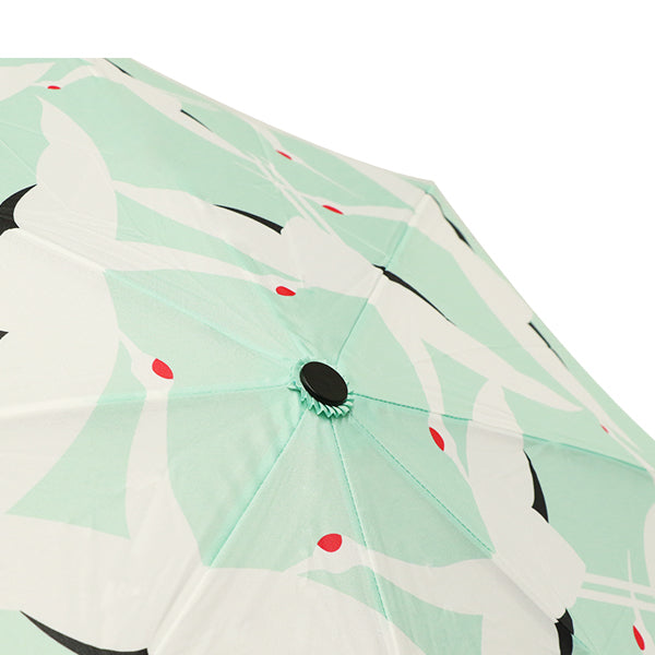 和柄テキスタイル 三つ折り畳み傘‐丹頂鶴（わがらてきすたいる みつ折りたたみ傘-たんちょうづる）
