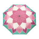 和柄テキスタイル 三つ折り畳み傘‐蓮／浅葱（わがらてきすたいる みつ折りたたみ傘-はす／あさぎ）