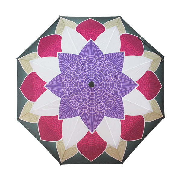 和柄テキスタイル 三つ折り畳み傘‐蓮／紺（わがらてきすたいる みつ折りたたみ傘-はす／こん）