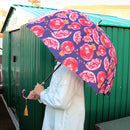 丸屋根深張傘‐柘榴／紺藍（ドーム傘-ざくろ／こんあい）