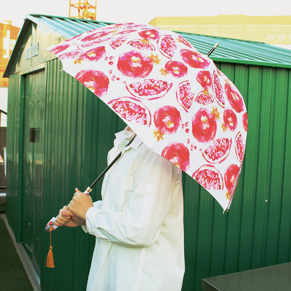 丸屋根深張傘‐柘榴／真白｜おしゃれな和柄傘ブランド［和傘や北斎