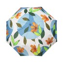 和柄テキスタイル 三つ折り畳み傘‐躑躅／スカイブルー（わがらてきすたいる みつ折りたたみ傘‐つつじ）