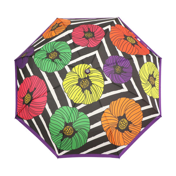 和柄テキスタイル 三つ折り畳み傘‐虹牡丹（わがらてきすたいる みつ折りたたみ傘-にじぼたん）