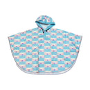 和柄テキスタイル 子供雨合羽‐こま／みずいろ（わがらてきすたいる キッズレインコート-こま／みずいろ）