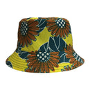 和柄テキスタイル リバーシブル雨帽子‐向日葵／琥珀／60cm（わがらてきすたいる りばーしぶるレインハット‐ひまわり／こはく／60cm）