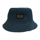 和柄テキスタイル リバーシブル雨帽子‐市松／北斎ブルー／60cm（わがらてきすたいる りばーしぶるレインハット-いちまつ／ほくさいぶるー／60cm）