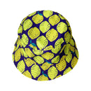 和柄テキスタイル リバーシブル雨帽子‐檸檬／深紫／55cm（わがらてきすたいる りばーしぶるレインハット‐れもん／ふかむらさき／55cm）