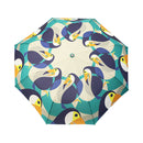 和柄テキスタイル 三つ折り畳み傘‐大嘴／シーグリーン（わがらてきすたいる みつ折りたたみ傘-おおはし）