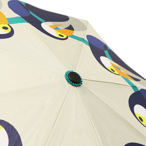 和柄テキスタイル 三つ折り畳み傘‐大嘴／シーグリーン（わがらてきすたいる みつ折りたたみ傘-おおはし）