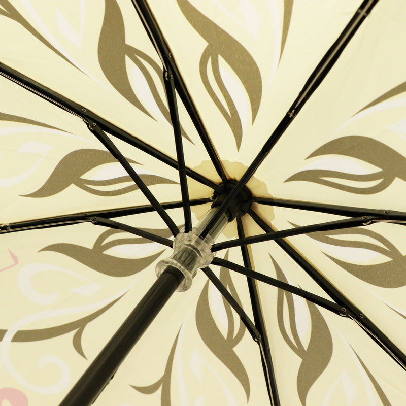 和柄テキスタイル 三つ折り畳み傘‐FLAMINGO／ベージュ（わがらてきすたいる みつ折りたたみ傘‐ふらみんご）