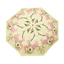 和柄テキスタイル 三つ折り畳み傘‐FLAMINGO／ベージュ（わがらてきすたいる みつ折りたたみ傘‐ふらみんご）