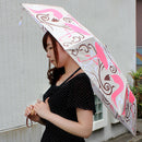 和柄テキスタイル 三つ折り畳み傘‐FLAMINGO／グレー（わがらてきすたいる みつ折りたたみ傘-ふらみんご）