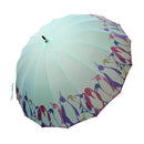 和柄テキスタイル 16本骨長傘‐群ペンギン／パステル（わがらてきすたいる 16ぽんほねなががさ‐むれぺんぎん）