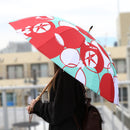 和柄テキスタイル 16本骨長傘‐朝顔／レッド（わがらてきすたいる 16ぽんほねなががさ‐あさがお）