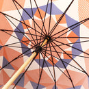 和柄テキスタイル 16本骨長傘‐万華鏡／紅（わがらてきすたいる 16ぽんほねなががさ‐まんげきょう／べに）