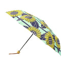 和柄テキスタイル 三つ折り畳み傘‐向日葵／ミント（わがらてきすたいる みつ折りたたみ傘-ひまわり）