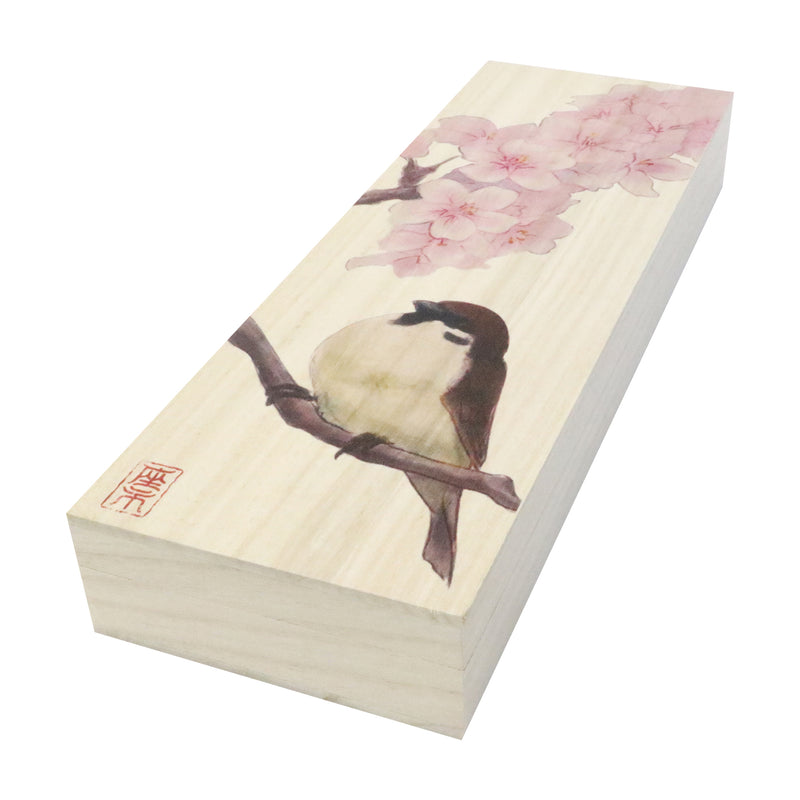 化粧桐箱 中-福良雀と桜(けしょうきりばこ ちゅう-ふくらすずめとさくら)