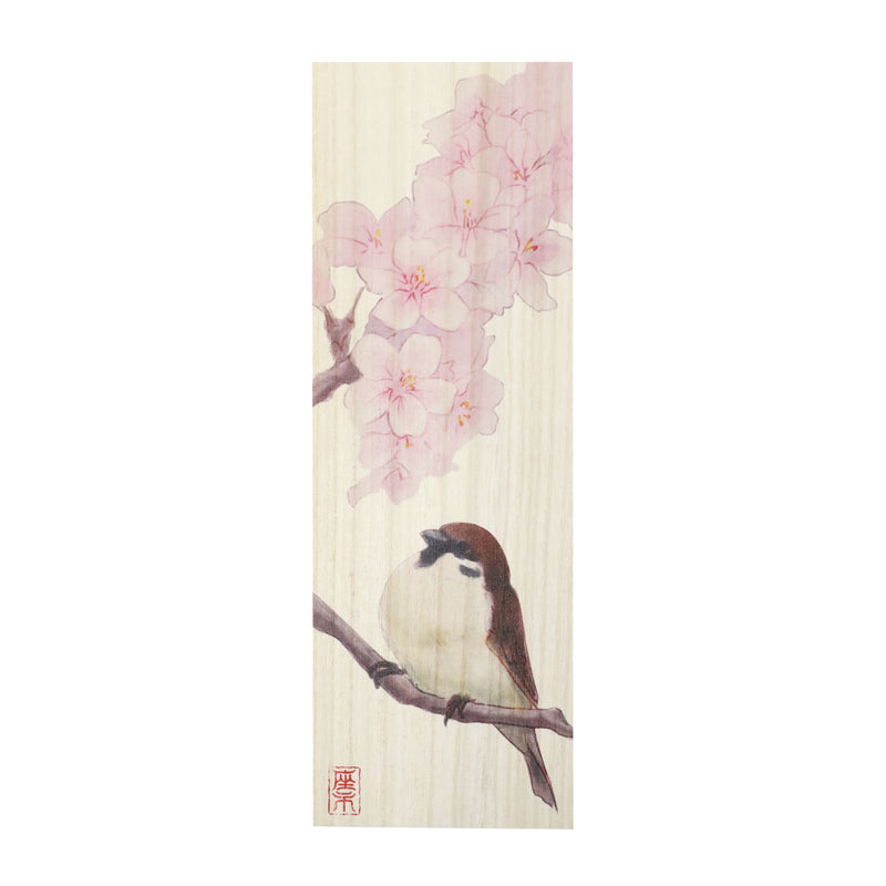 化粧桐箱 中-福良雀と桜(けしょうきりばこ ちゅう-ふくらすずめとさくら)