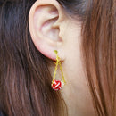 伝統水引細工耳飾‐淡路玉真珠（でんとうみずひきざいくイヤリング‐あわじだましんじゅ）