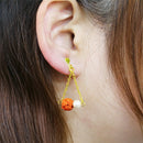 伝統水引細工耳飾‐淡路玉真珠（でんとうみずひきざいくイヤリング‐あわじだましんじゅ）