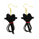 伝統水引細工耳刺‐黒猫/白猫（でんとうみずひきざいくピアス‐くろねこ/しろねこ）