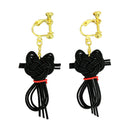 伝統水引細工耳飾‐黒猫/白猫（でんとうみずひきざいくイヤリング‐くろねこ/しろねこ）