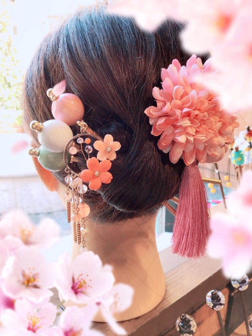 市場 かんざし お花 髪まとめ 桜 ヘアアクセサリー 簪